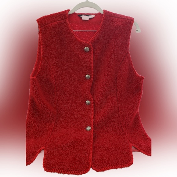 Aqua Sheen Vibrant Red Sleeveless Knit Vest - Picture 1 of 4